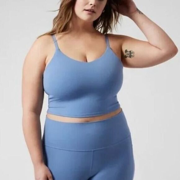 NWOT Athleta Elation V-Neck Crop Women’s A-C in Cottage Blue Size L - Picture 4 of 16
